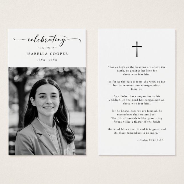 Firande i Life Elegant Funeral Prayer Card Visitkort (Framsida & baksida)