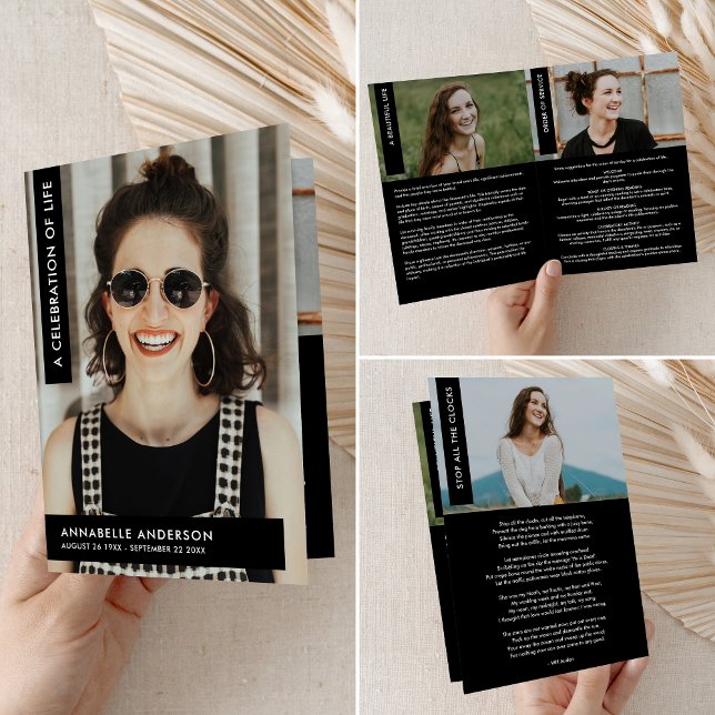 Firande i Life Elegant Modern Foldad Funeral Program (Skapare uppladdad)