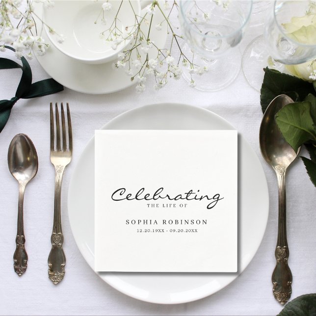 Firande i Life Elegant Script Funeral Pappersservett (Skapare uppladdad)