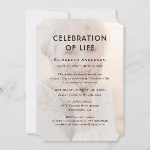 Firande i Life Funeral Blommigt Photo Inbjudningar