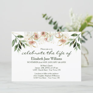 Firande i Life Funeral Eucalyptus Inbjudningar