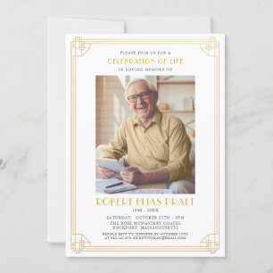 Firande i Life Funeral Guld White Photo Inbjudningar