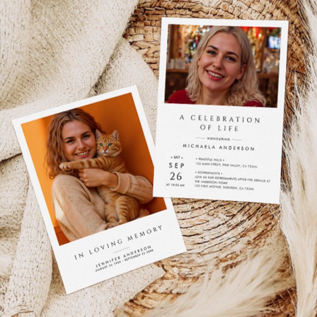 Firande i Life/Funeral/Memorial 2-Photo Inbjudningar (Skapare uppladdad)