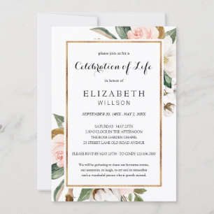 Firande i Life Funeral Memorial Blommigt Inbjudningar