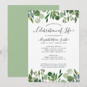 Firande i Life Funeral Memorial Botanical Inbjudningar