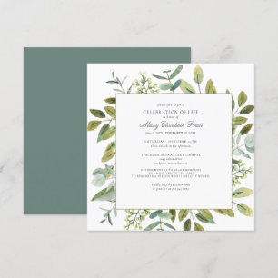 Firande i Life Funeral Memorial Botanical Inbjudningar