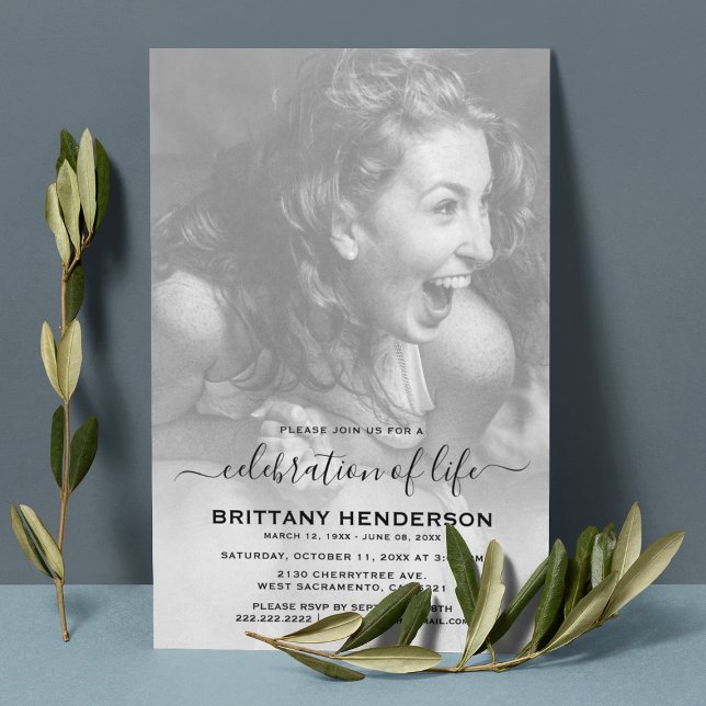 Firande i Life | Funeral Memorial Photo Inbjudningar (Skapare uppladdad)