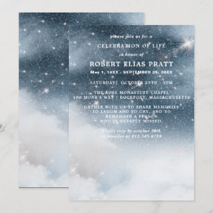 Firande i Life Funeral Memorial Starry Himlar Inbjudningar