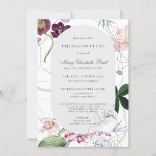 Firande i Life Funeral Modern Boho Blommigt Inbjudningar