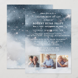 Firande i Life Funeral Photo Starry Himlar Inbjudningar
