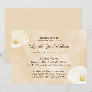 Firande i Life Funeral Watercolor Lilly Inbjudningar