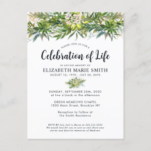 Firande i Life Greenery Chic Funeral Memorial Vykort