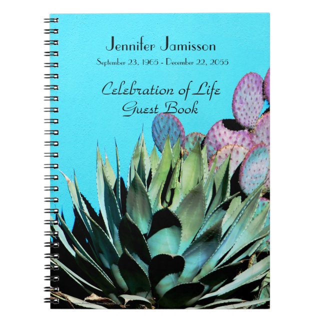 Firande i Life Guest Bok, Agave och Cactus Anteckningsbok Med Spiral (Framsidan)