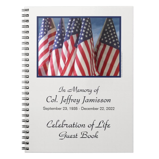 Firande i Life Guest Bok, Amerikanska Flaggor Anteckningsbok Med Spiral (Framsidan)