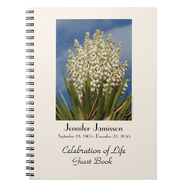 Firande i Life Guest Bok, Yucca i Bloom Anteckningsbok (Framsidan)