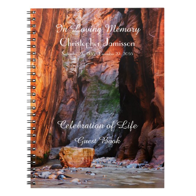 Firande i Life Guest Bok Zion Narrows Sten Anteckningsbok (Framsidan)