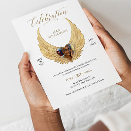 Firande i Life Guld Angel Vingar Photo Inbjudningar