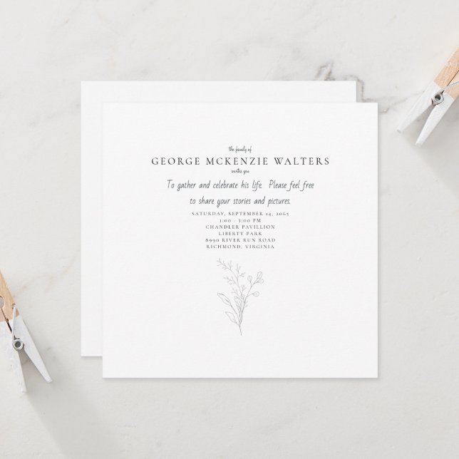 Firande i Life Handdragen Foliage Inbjudningar (Fram/Back In Situ)