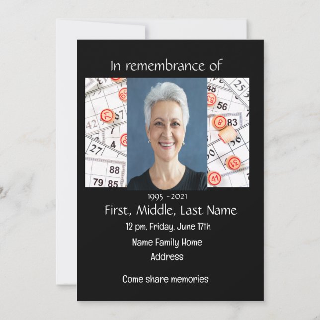 Firande i Life Inbjudan Bingo Game (Baksida)