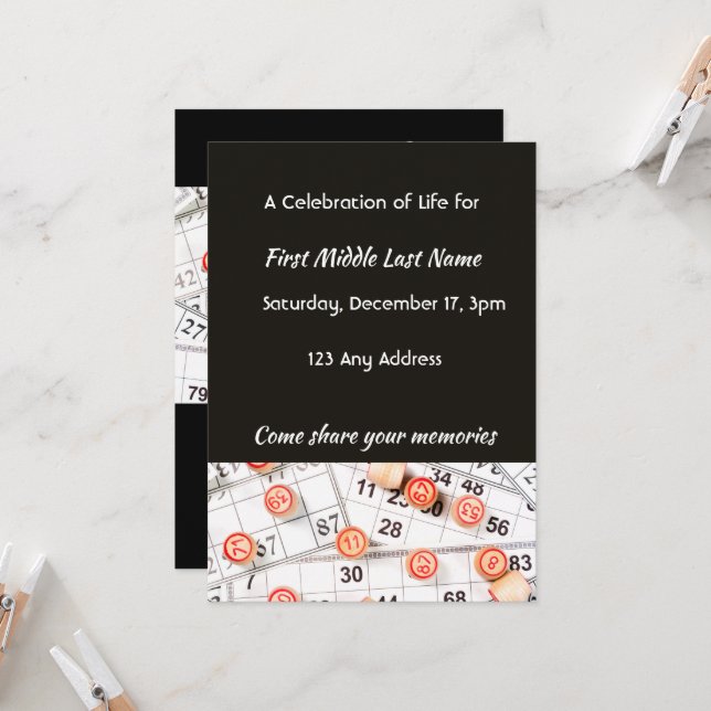 Firande i Life Inbjudan Photo Bingo Game (Fram/Back In Situ)