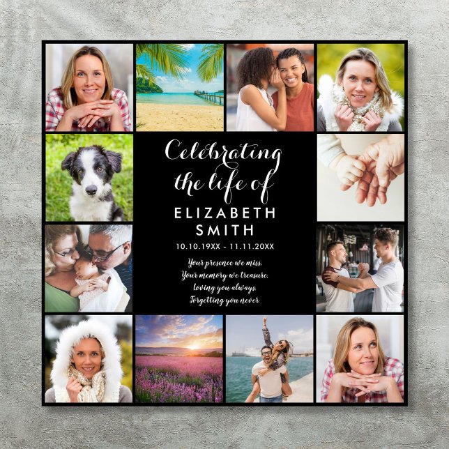 Firande i Life Memorial 12 Photo Sign Poster (Celebration of Life Memorial 12 Photo Sign)