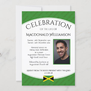 FIRANDE i LIFE Memorial Funeral JAMAICA Photo Inbjudningar