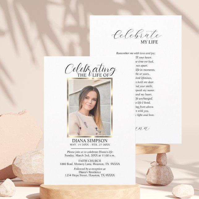 Firande i Life Memorial Guld Photo & Dikt Inbjudningar (Skapare uppladdad)