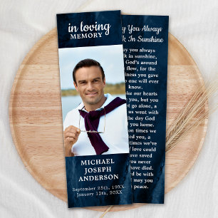 Firande i Life Memorial Prayer Bookmark Blue Litet Visitkort