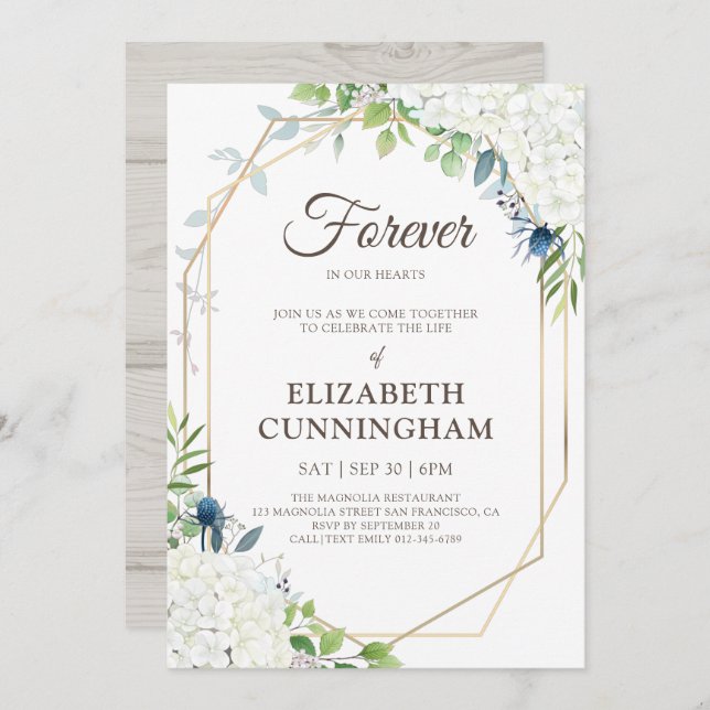 Firande i Life Modern Blommigt Geometric Woodsy Inbjudningar (Fram/baksida)