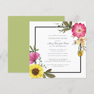 Firande i Life Modern Boho Rosa Gult Blommigt Inbjudningar