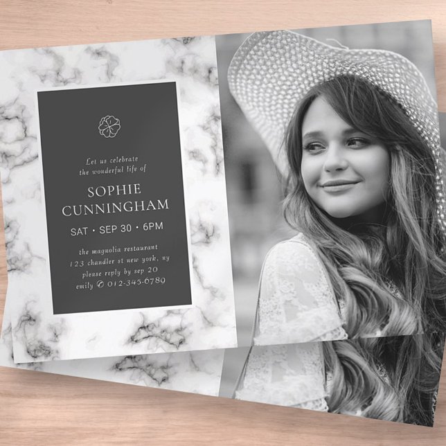 Firande i Life Modern Elegant Marble Photo Inbjudningar (Skapare uppladdad)