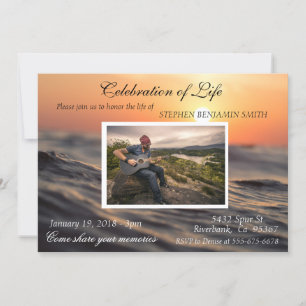 Firande i Life Ocean Sjö Sunset Photo Inbjudningar