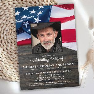 Firande i Life Patriotic Veteran Flagga Photo Inbjudningar