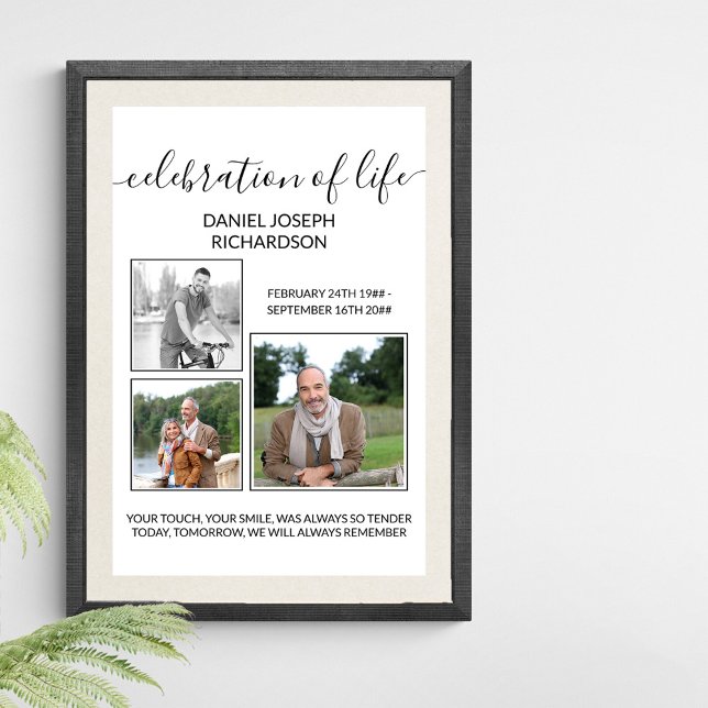 Firande i Life Photo Collage Memorial Verse Poster (Funeral memorial poster to order professionally printed or as a printable digital download)