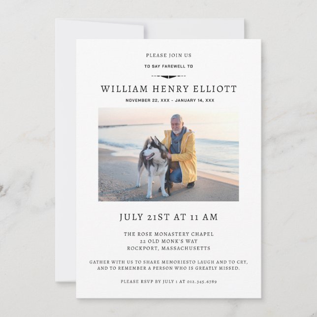 Firande i Life Photo Farewell Funeral Service Inbjudningar (Framsida)