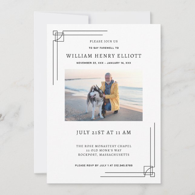 Firande i Life Photo Farewell Funeral Service Inbjudningar (Framsida)