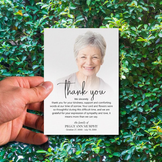 Firande i Life Photo Tack Kort (Celebration of Life Photo Thank You Cards)