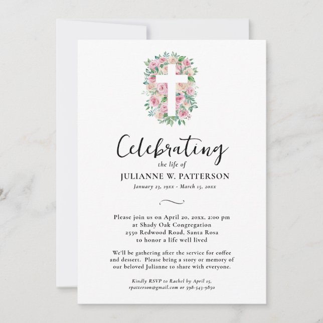 Firande i Life, Ro Kor, foto, begravning Inbjudningar (Framsida)