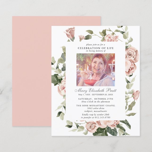 Firande i Life Rosa Blommigt Photo (Fram/baksida)