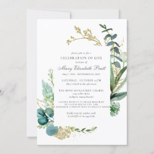 Firande i Life Rustic Teal Blue Botanical Inbjudningar