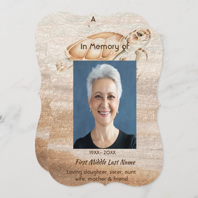 Firande i Life Service Beach Sea Turtle Inbjudningar (Fram/baksida)