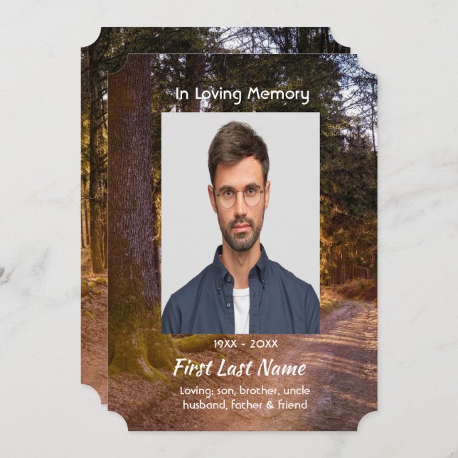 Firande i Life Service Forest Trail Walk Inbjudningar (Fram/baksida)