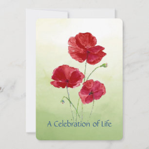 Firande i Life Service Garden Poppy Flower Inbjudningar