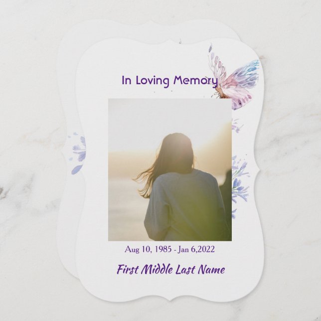 Firande i Life Service Inbjudan Butterfly (Fram/baksida)