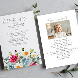 Firande i Life Watercolor Blommigt Funeral Inbjudningar
