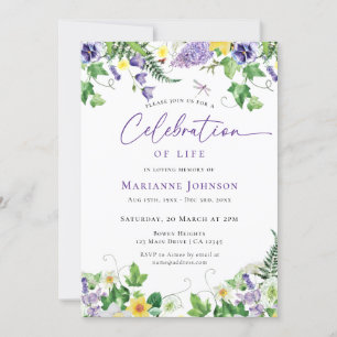 Firande i Life Watercolor Blommigt Funeral Inbjudningar