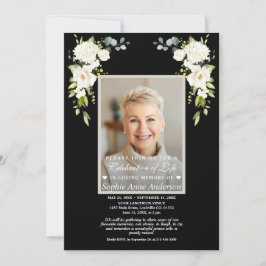 Firande i Life White Flowers Photo Memorial Inbjudningar
