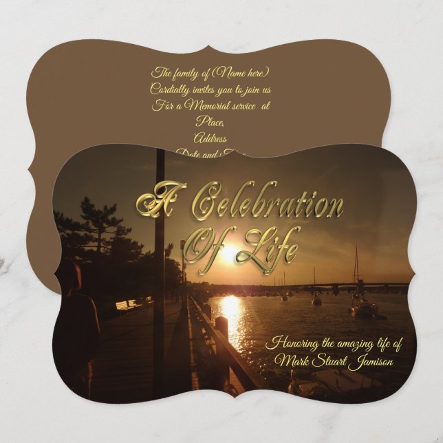 Firande i livbåtar i hamn inbjudningar (Fram/baksida)