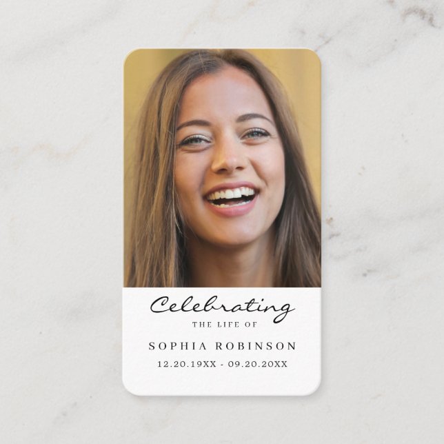 Firande i livets begravningskort för fotopapper visitkort (Framsida)