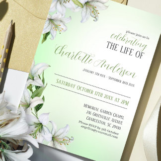 Firande i livets Blommigt Funeral Inbjudningar
